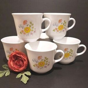 Vintage Corelle Meadow Mugs ~ Expressions by Corning ~  Set of 6